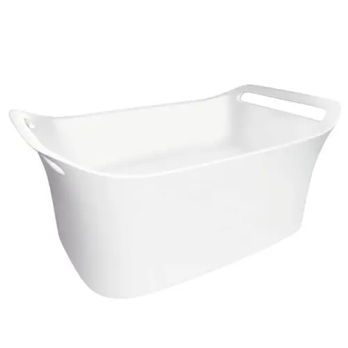 Weißer, minimalistischer Washbowl von AXOR mit zwei seitlichen Griffen, geeignet für die Wandmontage in modernen Badezimmern.